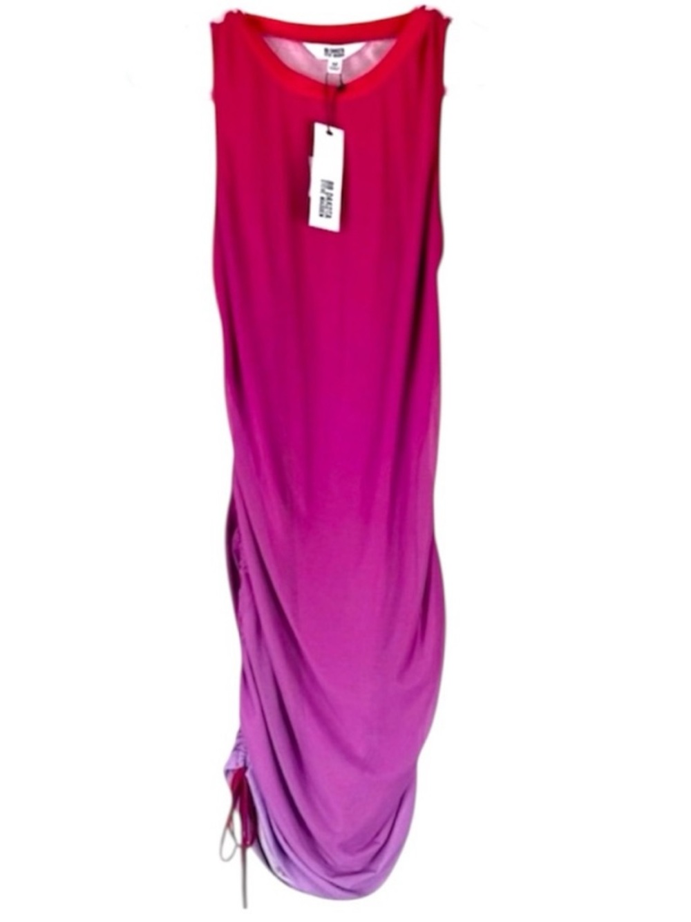NWT BB Dakota Ombre Midi Dress Medium Fuchsia Pink Purple Ruched Side